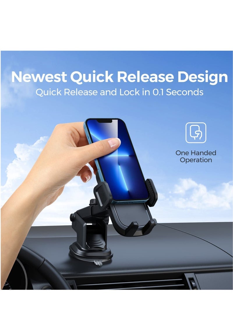 Car Phone Holder, Air Vent Mount, Dashboard Phone Holder Auto Suction Cup for Windshield/Smooth Desktop/Tile Wall, 360° Rotation&Extended Arm, Compatible with iPhone, Samsung, All 4''-7'' - Image 3