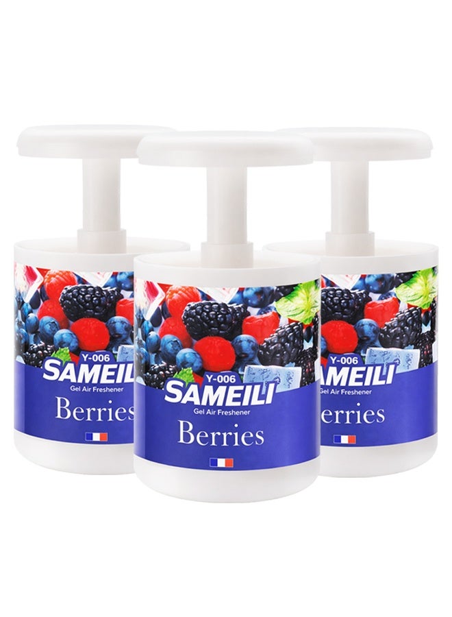ساميلي مجموعة من 3 قطع من معطر جو جل ساميلي برائحة التوت Y-006 - تحكم قابل للتعديل في الرائحة، معطر جل يدوم طويلاً للوحة القيادة في السيارة، وحامل الأكواب، والمنزل، والمكتب - Image 1