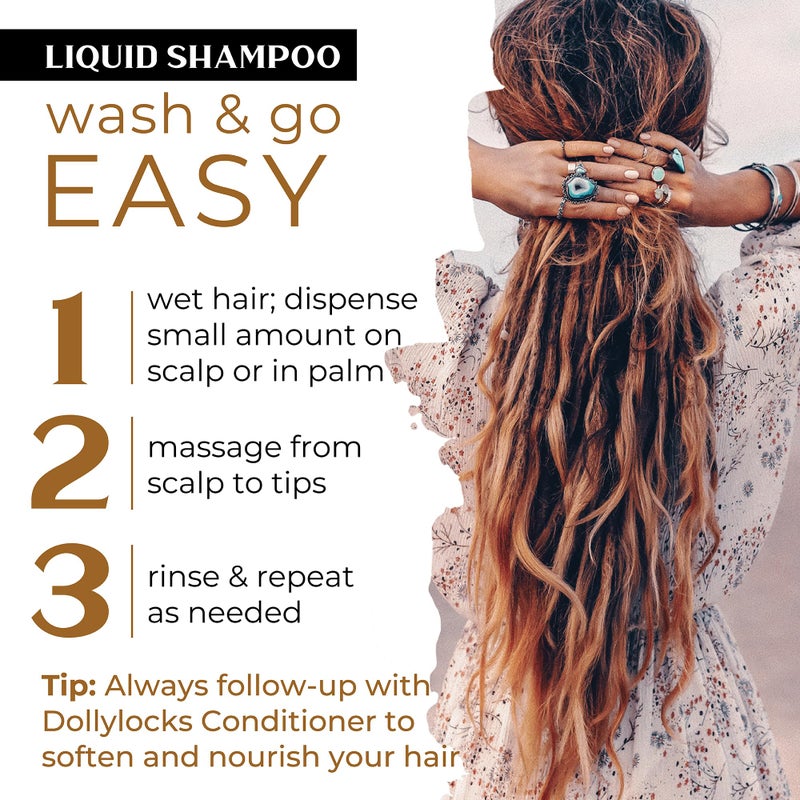 Dollylocks Liquid Shampoo â€“ Plant-Based, Residue-Free Loc Shampoo, pH-Balanced & Vegan (Dreadshop Scent, 8oz) - Image 3