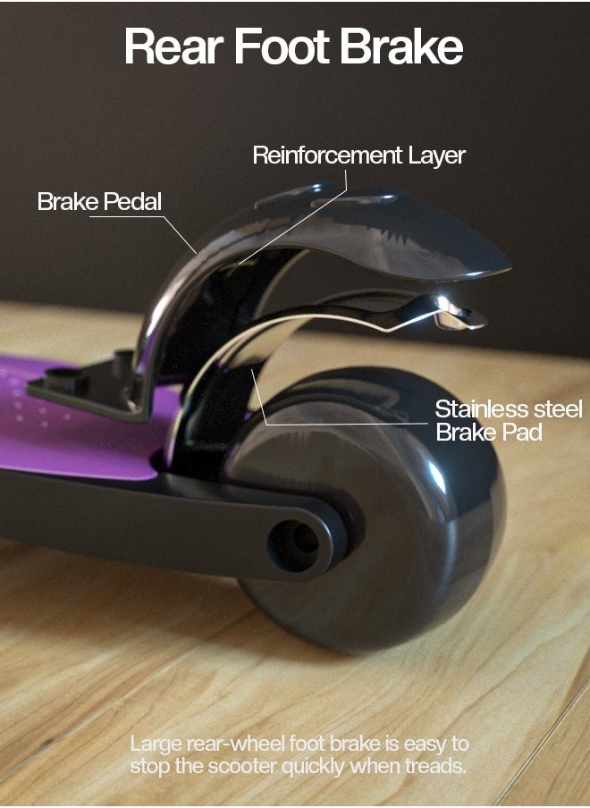 BAYBEE Baybee Alpha Skate Scooter for Kids 3 Wheel Kids Scooter with Foldable 4 Height Adjustable Handle Baby Scooter with LED PU Wheels Smart Kick Scooter for Children's 3 to 10 Years Boys Girls  - Image 5