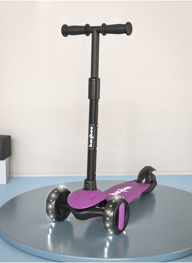BAYBEE Baybee Alpha Skate Scooter for Kids 3 Wheel Kids Scooter with Foldable 4 Height Adjustable Handle Baby Scooter with LED PU Wheels Smart Kick Scooter for Children's 3 to 10 Years Boys Girls  - Image 1