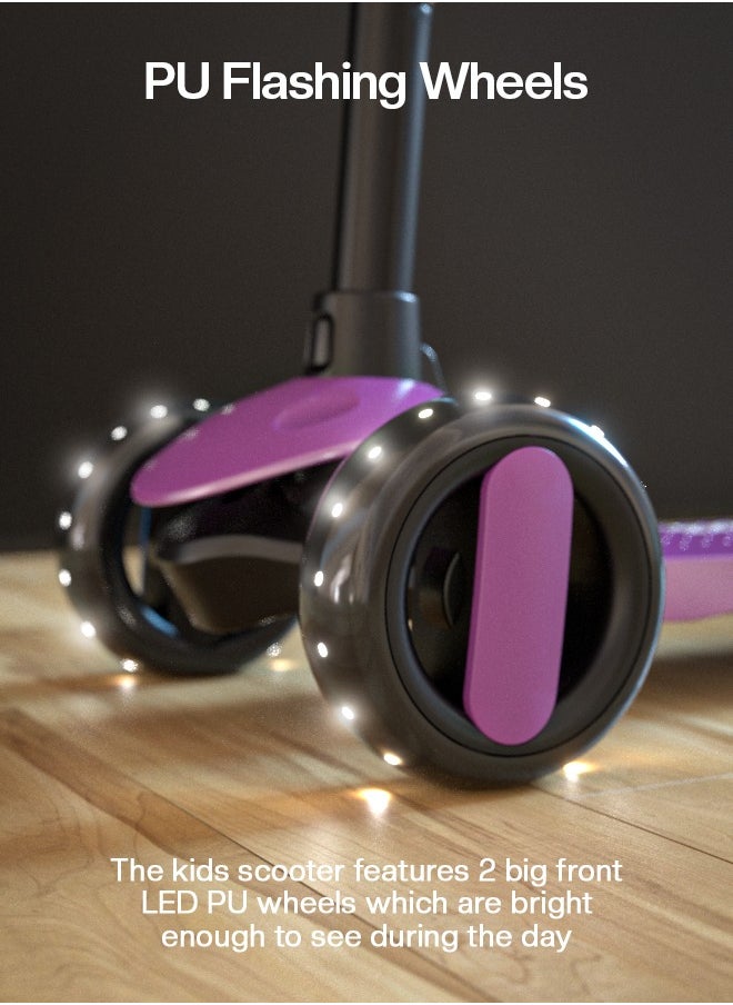 BAYBEE Baybee Alpha Skate Scooter for Kids 3 Wheel Kids Scooter with Foldable 4 Height Adjustable Handle Baby Scooter with LED PU Wheels Smart Kick Scooter for Children's 3 to 10 Years Boys Girls  - Image 3