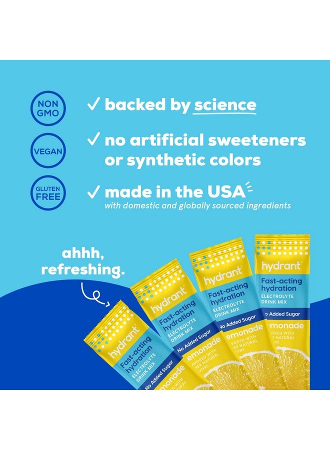 Hydrant Hydrate No Added Sugar, Individual Hydration Electrolye Powder Stick Packets with Zero Sugar and FSA & HSA Eligibility (Lemonade, 30 Count) - Image 2