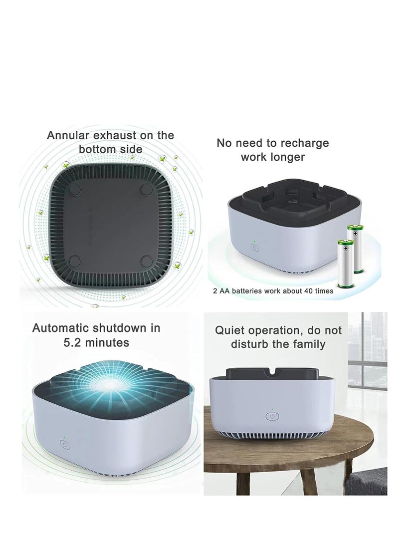 2-in-1 Multifunctional Smokeless Ashtray Air Purifier USB Rechargeable Ashtray Home Ashtrays Portable Ash Tray for Home Indoor Office (Grey)