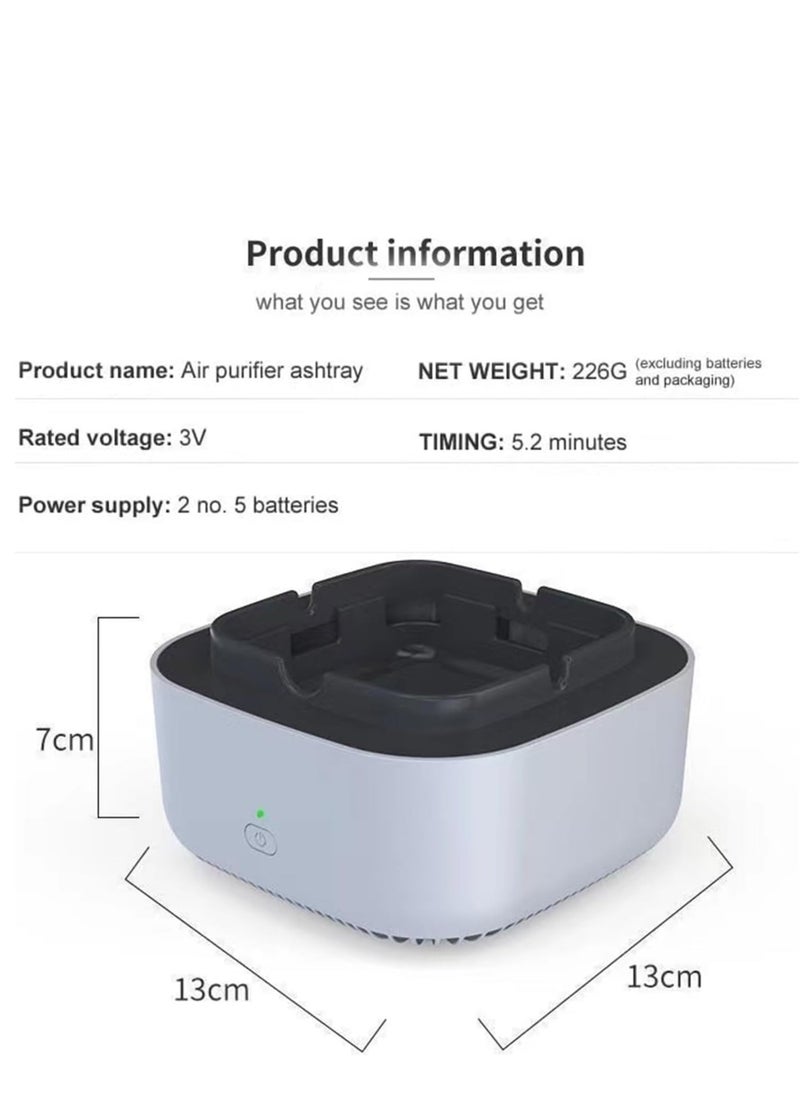 2-in-1 Multifunctional Smokeless Ashtray Air Purifier USB Rechargeable Ashtray Home Ashtrays Portable Ash Tray for Home Indoor Office (Grey)