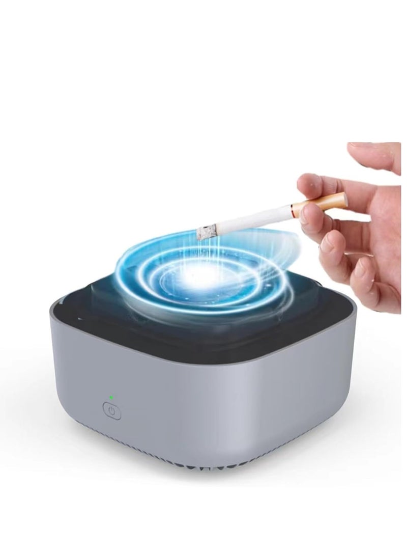 2-in-1 Multifunctional Smokeless Ashtray Air Purifier USB Rechargeable Ashtray Home Ashtrays Portable Ash Tray for Home Indoor Office (Grey)