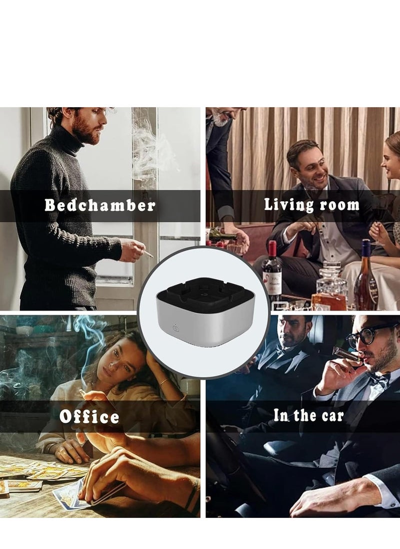 2-in-1 Multifunctional Smokeless Ashtray Air Purifier USB Rechargeable Ashtray Home Ashtrays Portable Ash Tray for Home Indoor Office (Grey)