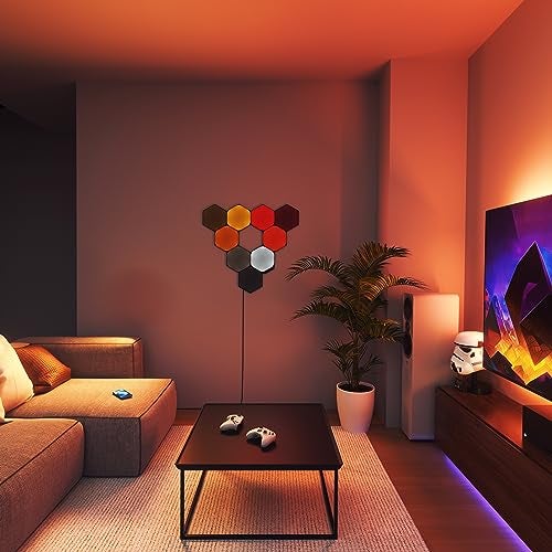 Nanoleaf Shapes LED Wall Lights, RGBW Smart Wall Panels with 16M+ Color, Compatible with Alexa & Google Assistant, Music Sync, Screen Mirror, Wall Lights Expansion Pack (Black Hexagons 3 Pack) - Image 3