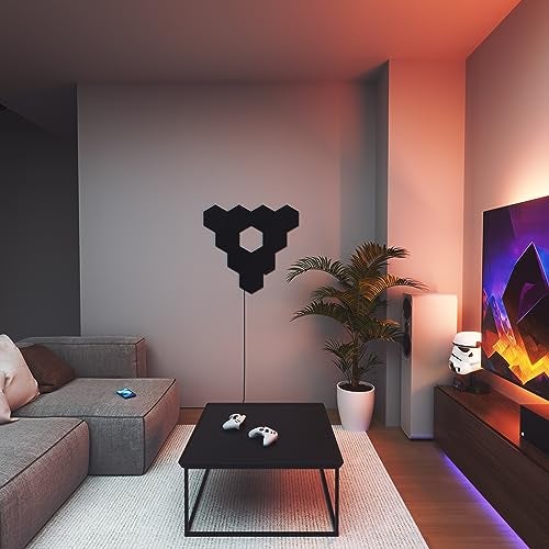 Nanoleaf Shapes LED Wall Lights, RGBW Smart Wall Panels with 16M+ Color, Compatible with Alexa & Google Assistant, Music Sync, Screen Mirror, Wall Lights Expansion Pack (Black Hexagons 3 Pack) - Image 4
