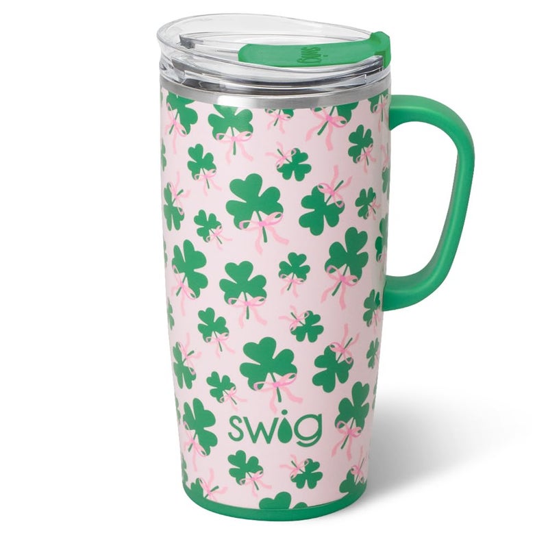 Swig Life 22oz Travel Mug Insulated Tumbler with Handle and Lid Travel Coffee Mug Cup Holder Friendly Stainless Steel 22 oz Tumbler Reusable Insulated with Lid Clover Crush - Image 2