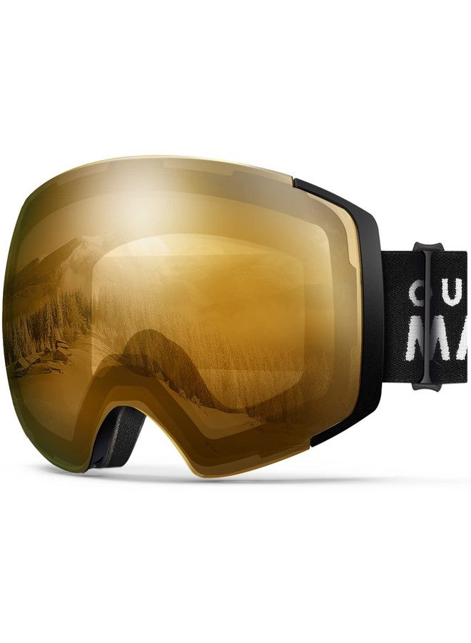 اوت دور ماستر نظارات التزلج OutdoorMaster PRO - نظارات ثلج بدون إطار وعدسات قابلة للتبديل، توفر حماية كاملة من الأشعة فوق البنفسجية UV400، مناسبة للرجال والنساء (إطار أسود، عدسة برتقالية، نسبة نفاذية الضوء المرئي 65%) - Image 1