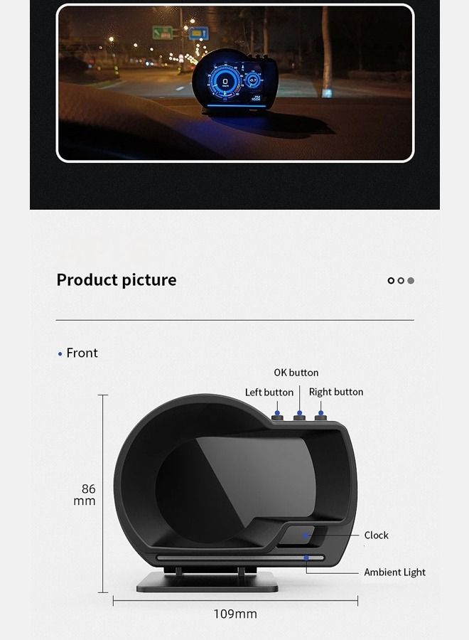 Car Hud Obd2 Display, Ap‑6 Car Heads Up Display GPS Smart Digital Speedometer Gauge Display LCD Dual System, Head Up Car Hud Device for Vehicles Cars, Cool Car Gadgets