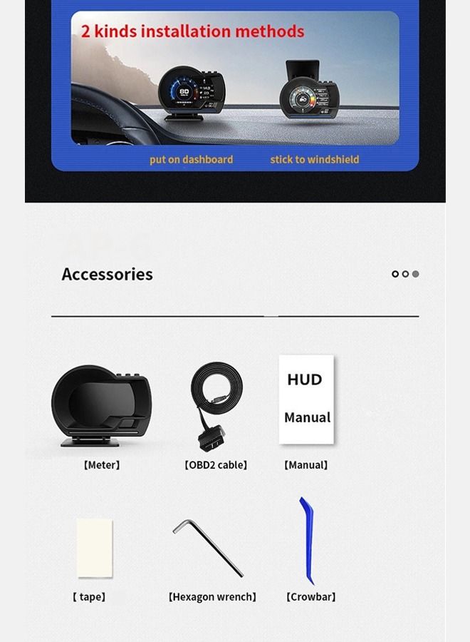Car Hud Obd2 Display, Ap‑6 Car Heads Up Display GPS Smart Digital Speedometer Gauge Display LCD Dual System, Head Up Car Hud Device for Vehicles Cars, Cool Car Gadgets