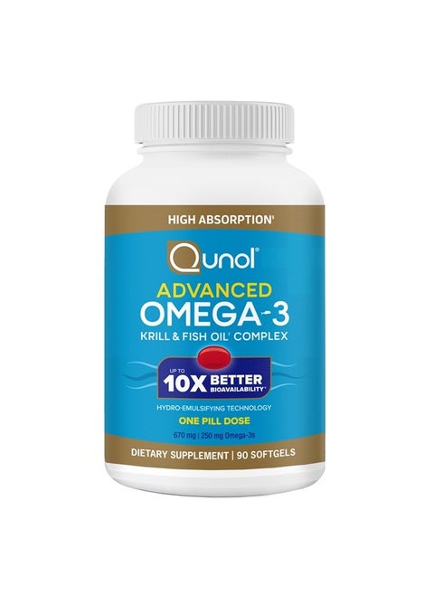 Advanced Omega 3 Krill and Fish Oil Complex, 10x Better Bioavailability, One Pill Dose, 250mg EPA & DHA, Supports Brain, Eye, Heart and Joint Health, 90 Count (Pack of 1)