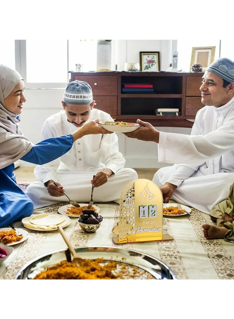 تقويم مجيء رمضان، تقويم العد التنازلي لعيد مبارك من الأكريليك للديكور، 30 يومًا حتى العيد، هدية رمضان للأطفال، زينة رمضان المنزلية (ذهبي) - Image 4