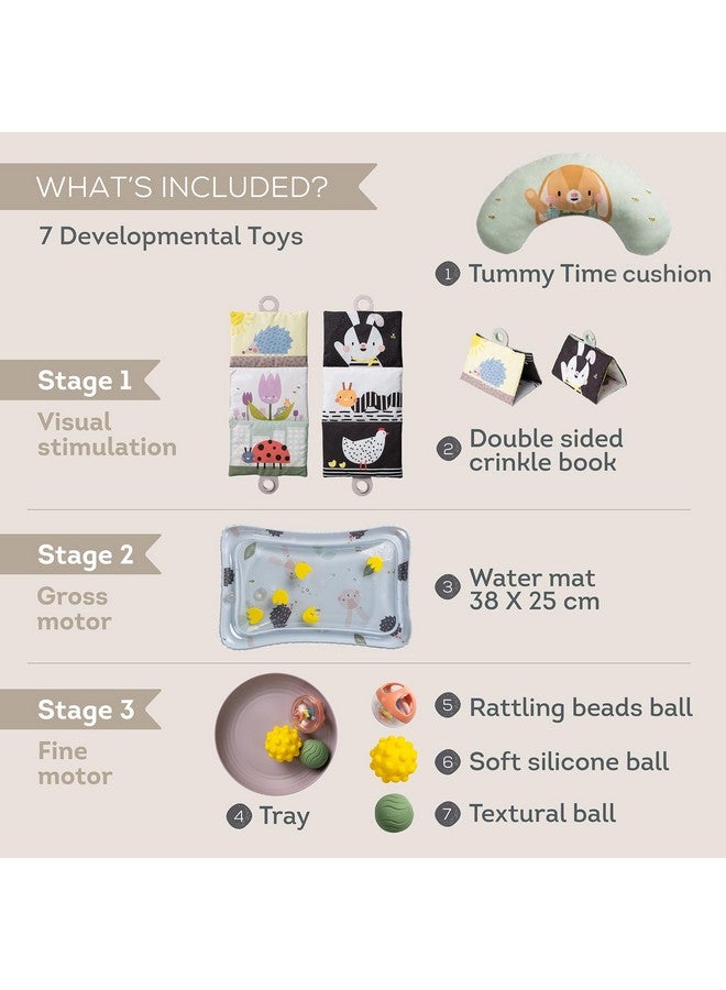 Taf Toys Taf Toys Baby Tummy Time Kit - High Contrast Black and White Crinkle Book, Support Pillow, Activity Water Mat, Sensory Balls, Plate - Newborn Infant Sensory Toy Set - Image 2