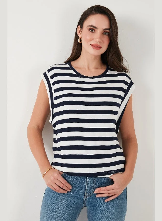 Lela Lela Striped Oversize Fit Crew Neck T Shirt Women's T SHIRT 5866103