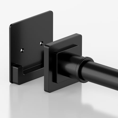 UIOSANRT Matte Black Shower Curtain Rod 3179 inches with Holders Stainless Steel Shower Rod  Tension Rod Adjustable Tension Shower Curtain Rod for Bathroom Windows Closet