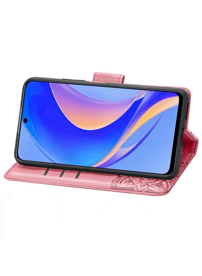 Zaboon Case For Huawei nova Y90 Butterfly Love Flower Embossed Horizontal Flip Leather Case with Bracket / Card Slot / Wallet / Lanyard - Image 4