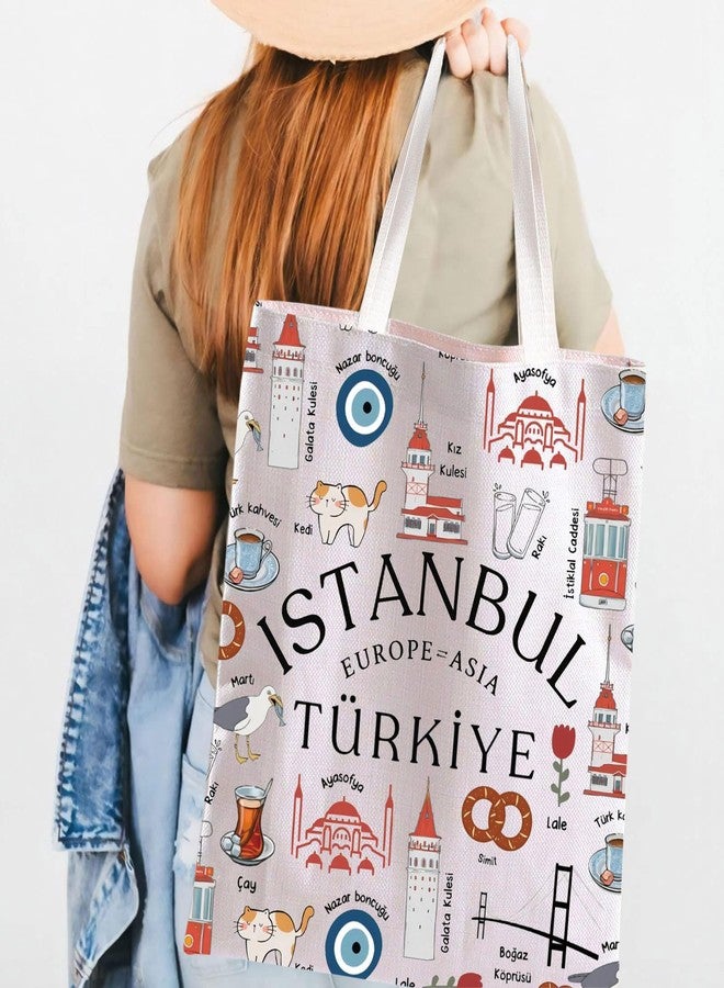 BLUPARK Istanbul Tote Bag Funny Istanbul Landmarks Gift Turkish Handle Bag Turkiye Gift Turkey Travel Bag Turkey Lover Gift, Istanbul Tote, Medium - Image 3