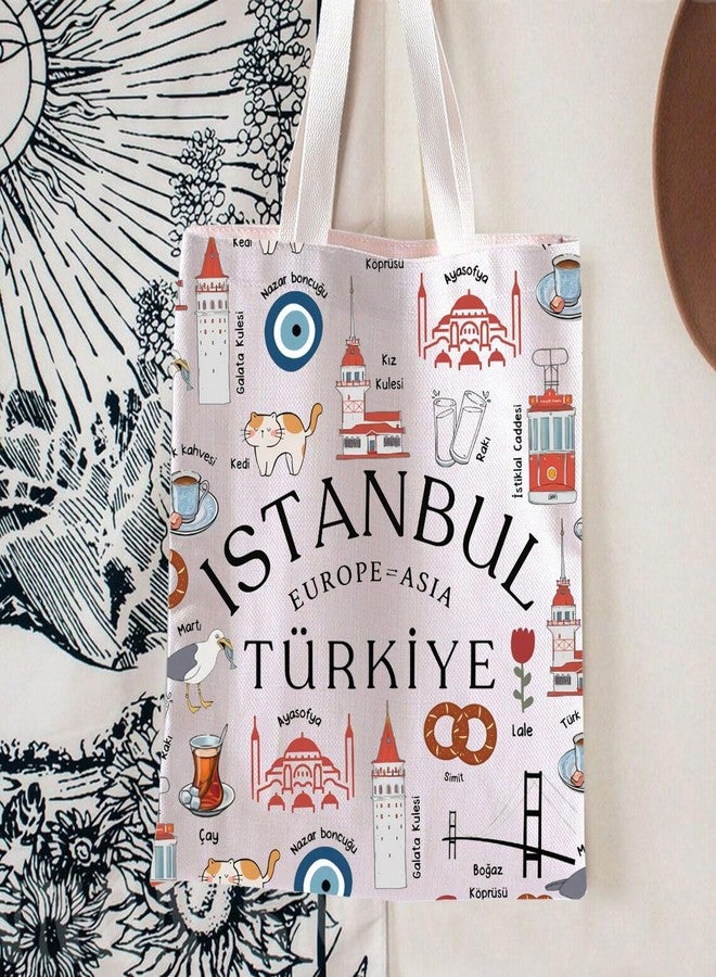 BLUPARK Istanbul Tote Bag Funny Istanbul Landmarks Gift Turkish Handle Bag Turkiye Gift Turkey Travel Bag Turkey Lover Gift, Istanbul Tote, Medium - Image 5