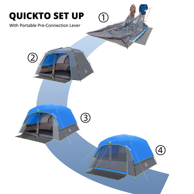 CAMEL CROWN Camping Tents for 6 Person Tent Waterproof Easy Setup Backpacking Tents Sky Blue - Image 4