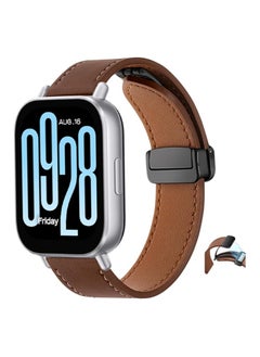 ماركة غير محددة حزام جلد PU لساعة Xiaomi Redmi Watch 5 Active، حزام ناعم قابل للتعديل من الجلد المغناطيسي متوافق مع Xiaomi Redmi Watch 5 Active - بني  - Image 2