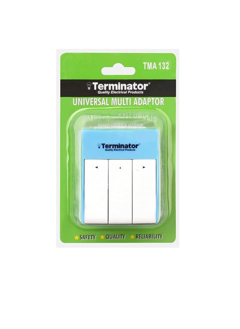 Terminator 3 Way Universal Multi Adapter With Long Switches 13A Plug