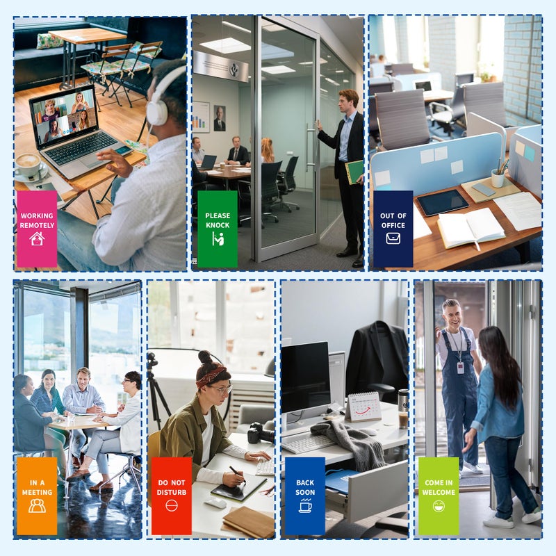 EliteSign Office Door Signs,7 Options-Do Not Disturb, Out of Office, In a Meeting, Working Remotely,Please Knock, Back Soon, Come in Welcome Privacy Door Signs Available and Away for Conference Room & Meeting - Image 3