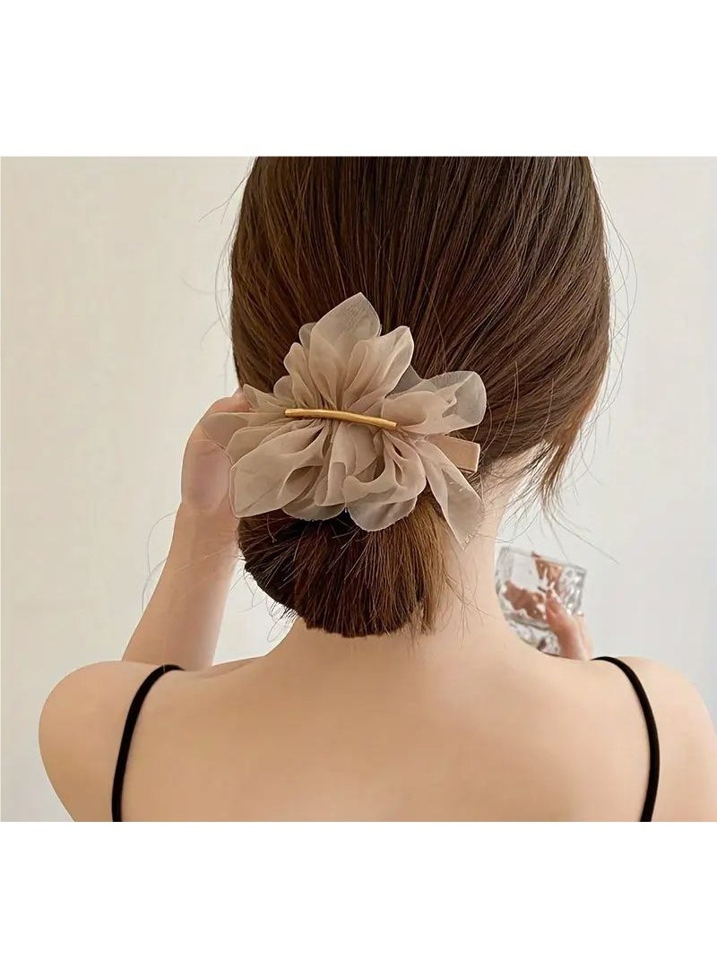 Goolsky مشبك شعر أنيق على شكل زهرة 1PC لمظهر يومي للنساء، ملحقات شعر لذيل الحصان - Image 1