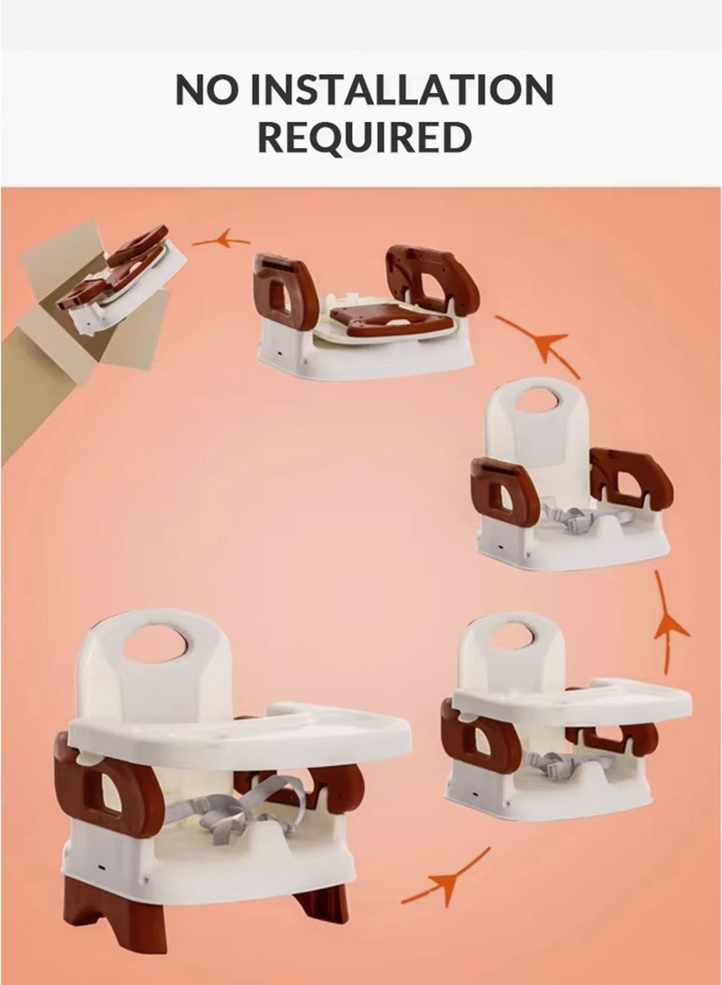 Toshionics 3-in-1 Convertible Baby Booster Feeding Chair For Infants with Removable Tray, High Chair and Floor Seat Modes Portable Children Dining Chair Foldable Toddler Seat with Safety Harness and Adjustable Straps Belt Travel-Friendly for Indoor & Outdoor Use 6–24 Months - Image 4