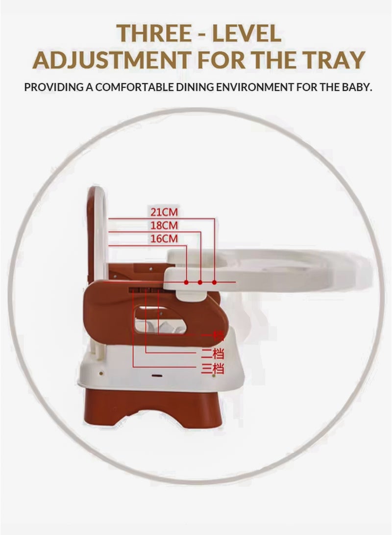 Toshionics 3-in-1 Convertible Baby Booster Feeding Chair For Infants with Removable Tray, High Chair and Floor Seat Modes Portable Children Dining Chair Foldable Toddler Seat with Safety Harness and Adjustable Straps Belt Travel-Friendly for Indoor & Outdoor Use 6–24 Months - Image 3