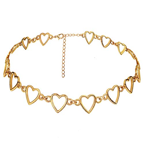Suyi Choker Necklace - Simple Heart Chain Choker Statement Clavicle Necklace Gift for Women Necklace Jewerly HeartGold - Image 1