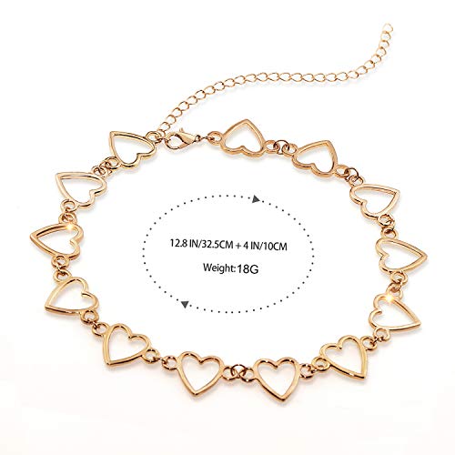 Suyi Choker Necklace - Simple Heart Chain Choker Statement Clavicle Necklace Gift for Women Necklace Jewerly HeartGold - Image 5