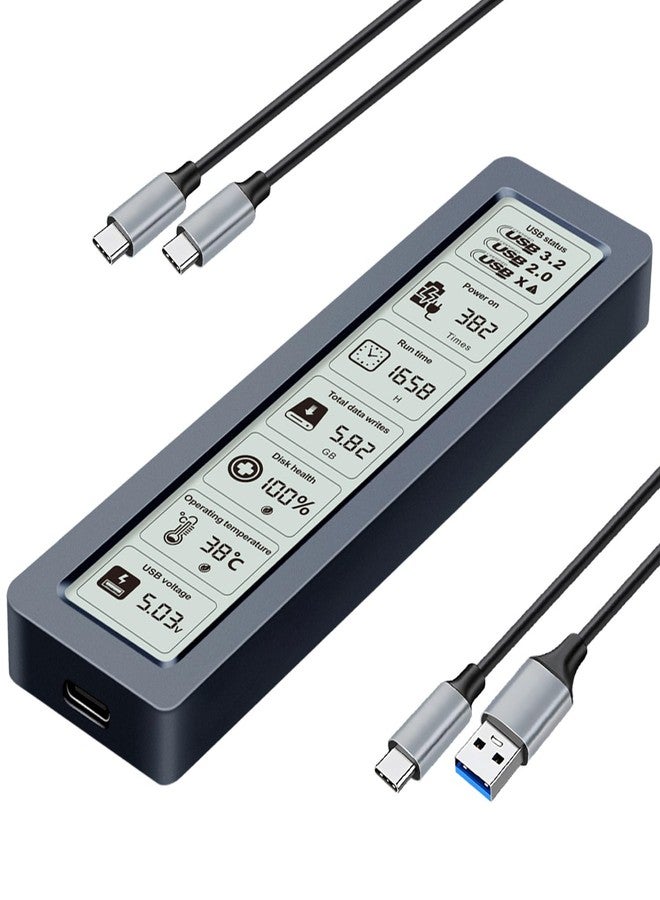 VJK Smart M.2 NVMe SSD Enclosure, Large LCD, intelligent detection, Prevents Write Data Loss, USB 3.2, Type-C (10 Gbps), fits NVMe PCIe Size 2230/2242/2260/2280, Support M-Key B+M Key (up to 4TB) - Image 1