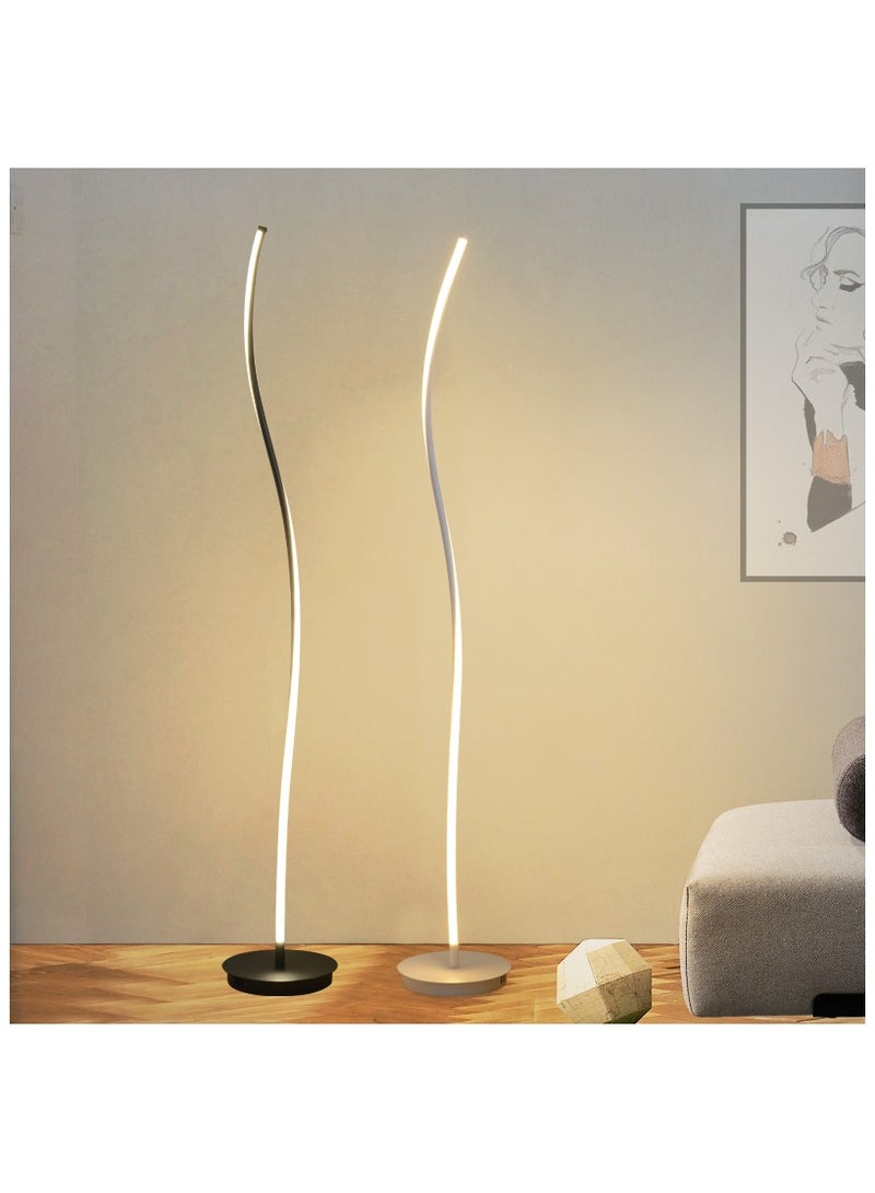 يزما العالمية مصباح أرضي LED بتصميم منحني على الطراز الاسكندنافي – بارتفاع 144 سم، ثلاث درجات حرارة للضوء، مفتاح قدم، إضاءة موفرة للطاقة بقوة 28 واط، إضاءة محيطية لغرفة المعيشة والنوم والمكتب – اللون الأبيض - Image 5