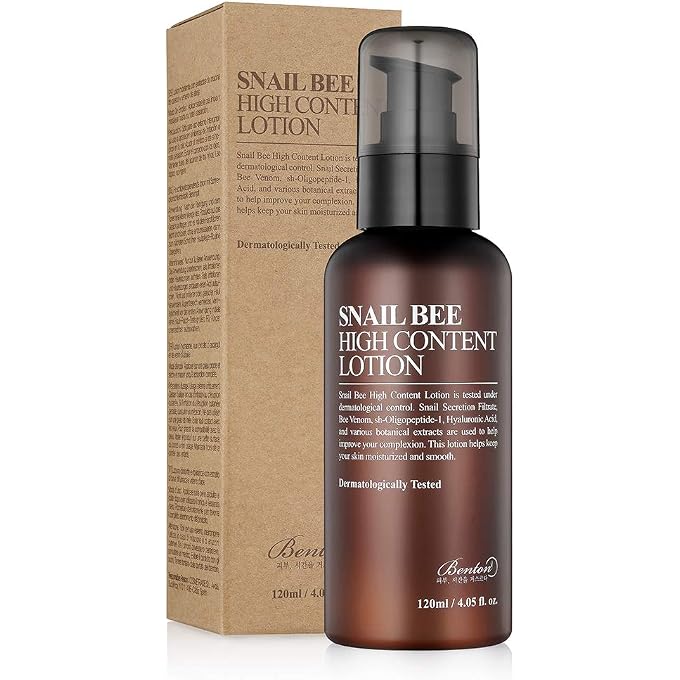 BENTON Snail Bee High Content Lotion 120Ml (4.05 Fl. Oz.) - Contains Snail Secretion Filtrate & Bee Venom, Repair Damaged Skin, Reduces Acne Scars For Oily Skin, Firming Skin, Skin Smooth - Image 1