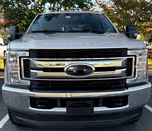 eVerHITCH 9.5" Front Grille Tailgate Rear Aluminum Overlay American Black Flag Oval Emblem for F150 (9.5", Black) - Image 5