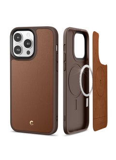 CYRILL CYRILL Spigen Kajuk Mag Back Cover Case Compatible for iPhone 14 Pro Max (2022, TPU + PC + Faux Leather) - Saddle Brown  - Image 1