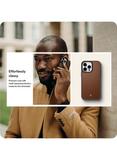 CYRILL CYRILL Spigen Kajuk Mag Back Cover Case Compatible for iPhone 14 Pro Max (2022, TPU + PC + Faux Leather) - Saddle Brown  - Image 3