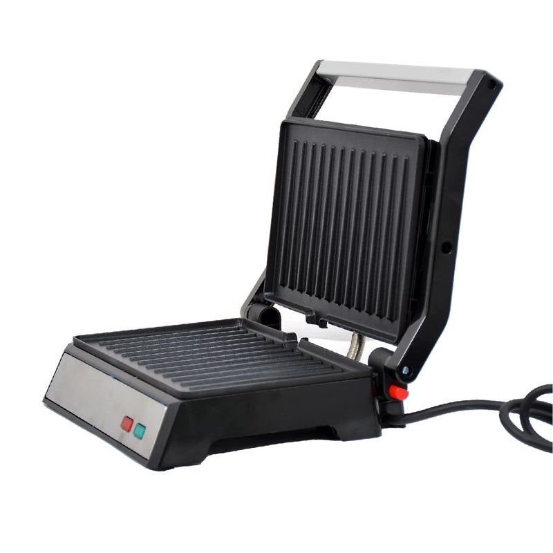 Arion 2-Slice Panini Grill & Sandwich Maker - 1500W Pressing Maker with Non-Stick Corrosion-Resistant Plates, 180° Open Flat Design, Cool Touch Handle & Oil Drip Tray - Stainless Steel/Black - Image 2