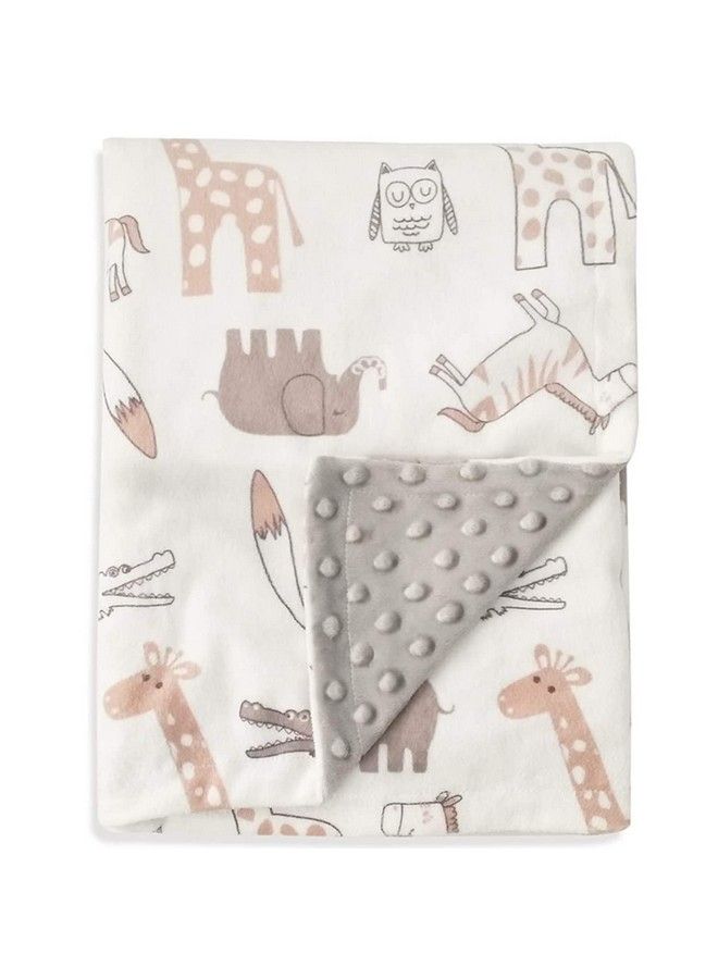BORITAR Baby Blanket Soft Minky With Double Layer Dotted Backing Lovely Animals Printed 30 X 40 Inch Receiving Blanket - Image 1