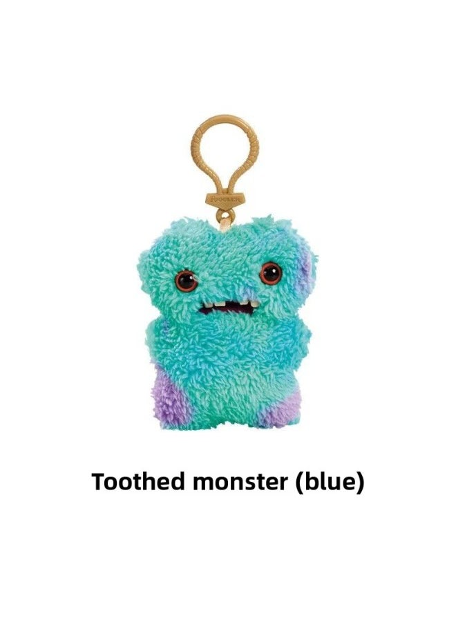 Key Pendant Genuine Big Teeth Teeth Monster Doll Teeth Treasure Ugly Adorable Monster Funny Plush Support One Generation-Color:Keychain-dental Monster (blue)-Height:About 12cm  - Image 1