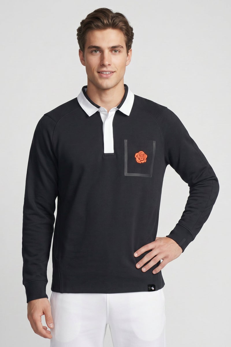 UNDER ARMOUR Men Loose Fit UA Rose Long Sleeve Outdoor Polo Shirt, Deep Navy - Image 1