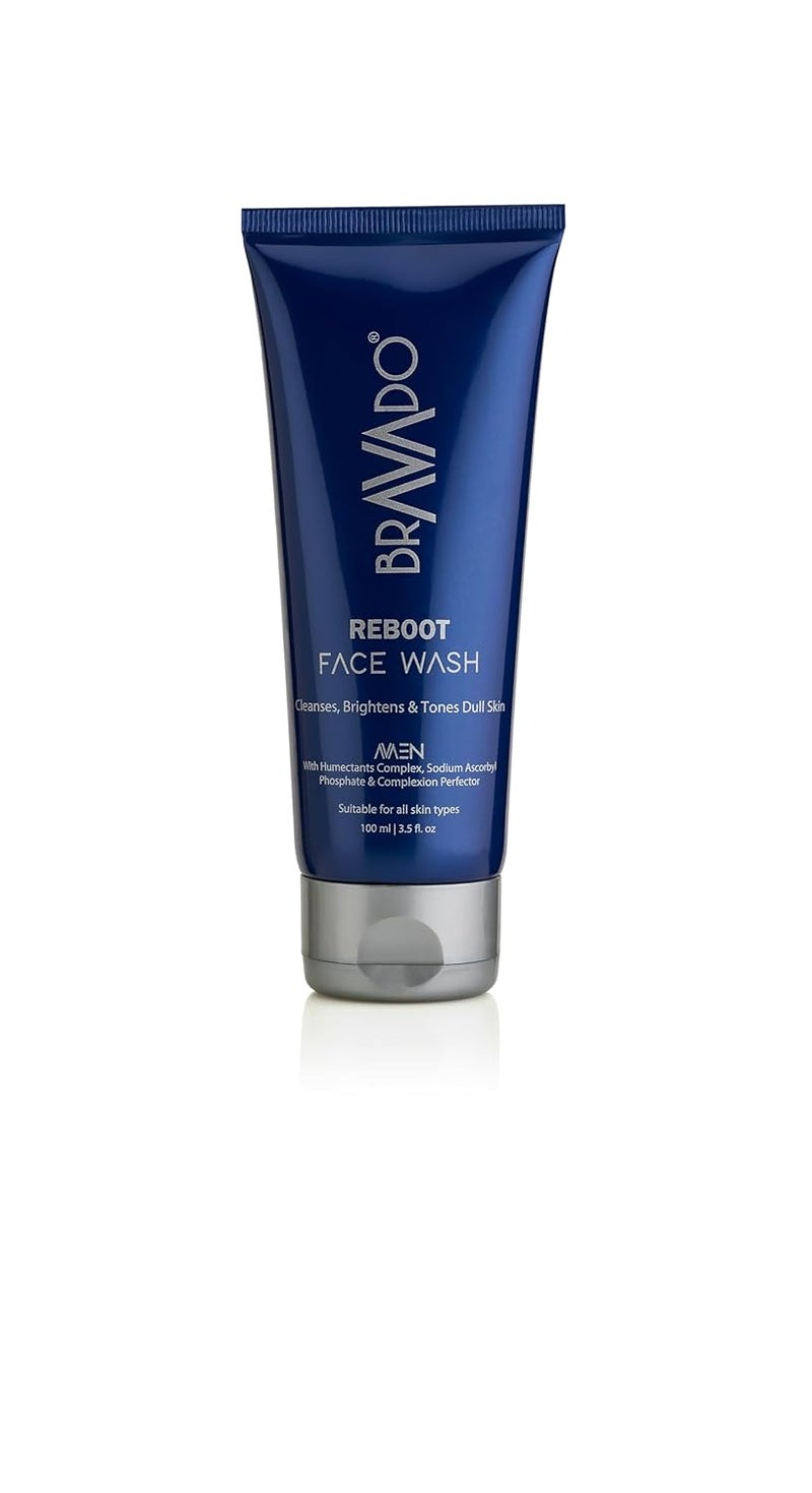 BRAVADO Reboot Face Wash  Hydrating Cleanser for All Skin Types  Brightens  Evens Skin Tone  Reduces Dark Spots  Roughness  Soothes  Refreshes  Perfect for AcneProne Skin  100ml - Image 1
