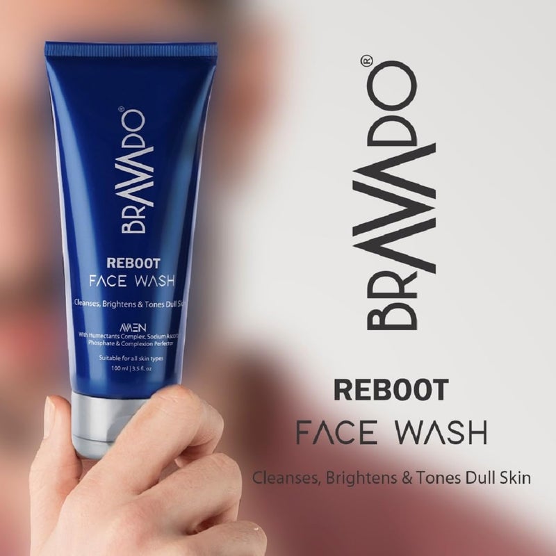 BRAVADO Reboot Face Wash  Hydrating Cleanser for All Skin Types  Brightens  Evens Skin Tone  Reduces Dark Spots  Roughness  Soothes  Refreshes  Perfect for AcneProne Skin  100ml - Image 3