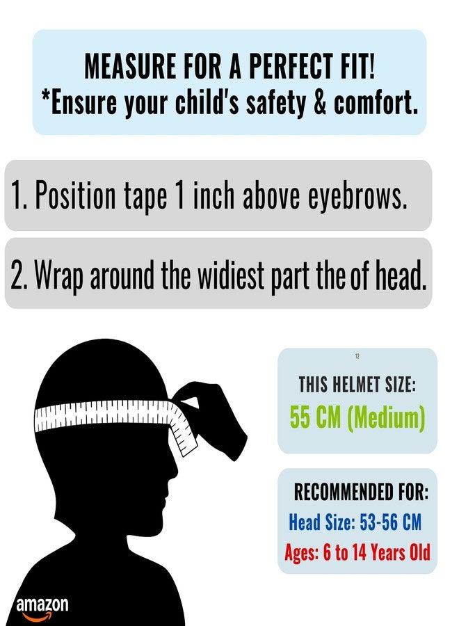 Taezo Multi-Sport Kids Helmet - 55cm Medium Size for Boys & Girls (Age 6-13 Years) - Ideal for Bicycle, Skating & Scootering - Adjustable Safety Gear - Image 3