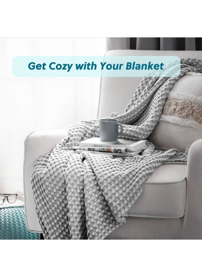 Generic Moro Moro 3 Cotton Waffle Blanket - Waffle Weave Blanket Queen Size, Soft Lightweight Bed Blanket for All Season 220x240  - Image 5