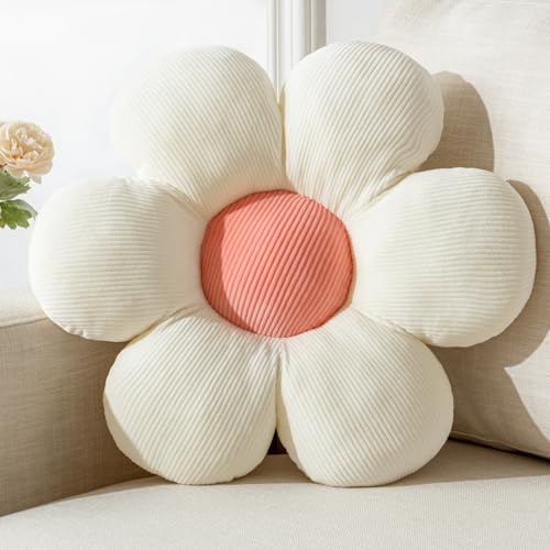 Vdoioe Flower Shaped Throw Pillow  White Flower Plush Throw Pillow for Floor Seating Cushions