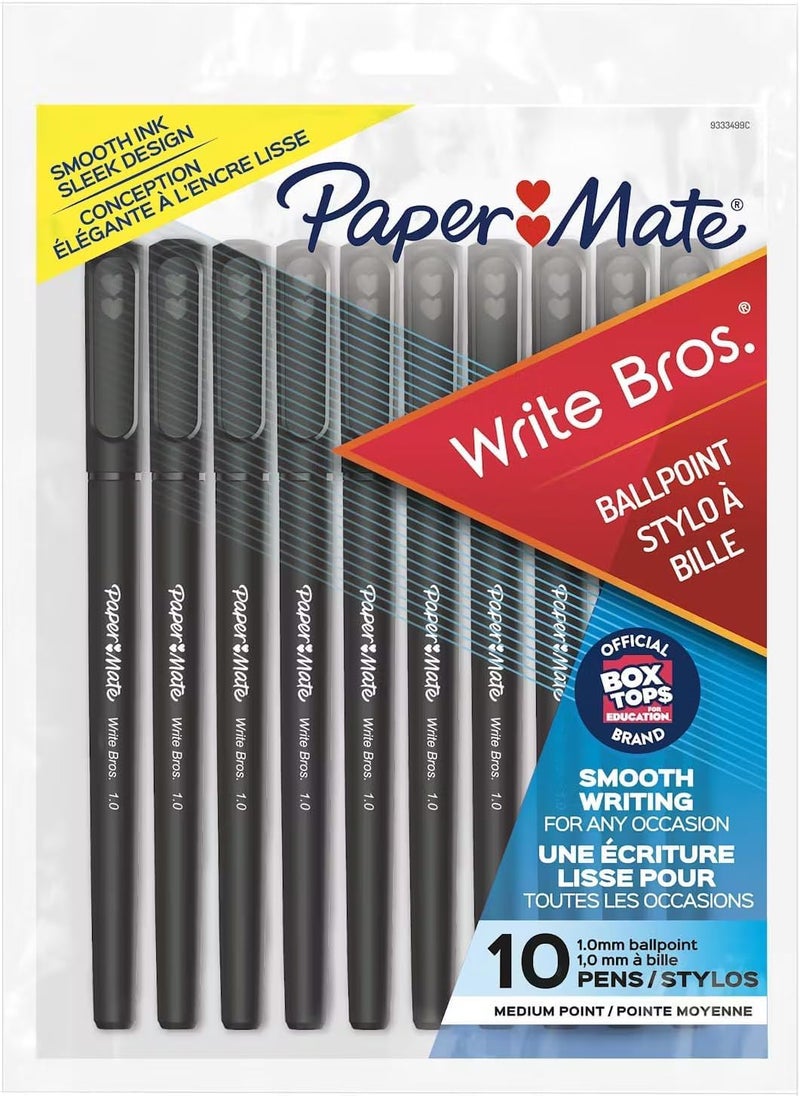 Paper Mate Write Bros. Black Medium Tip Ballpoint Pens - 10 Count